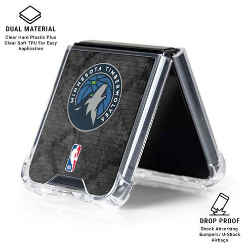 NBA Minnesota Timberwolves Dark Rust Galaxy Z Flip6 Clear Case