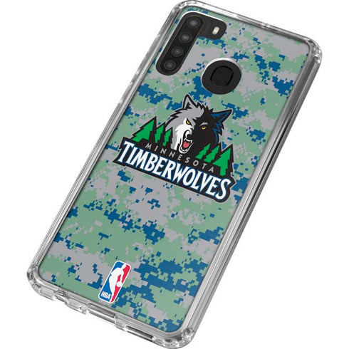 NBA Minnesota Timberwolves Digi Camo Galaxy A21 Clear Case