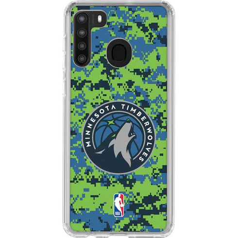 NBA Minnesota Timberwolves Digi Camo Galaxy A21 Clear Case