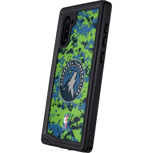 NBA Minnesota Timberwolves Digi Camo Galaxy Note 10 Waterproof Case