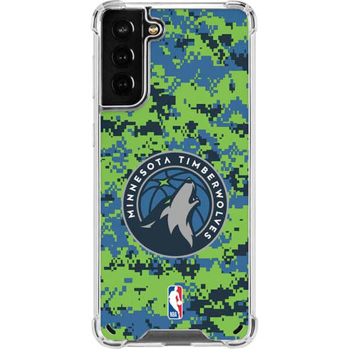 NBA Minnesota Timberwolves Digi Camo Galaxy S21 Plus 5G Clear Case