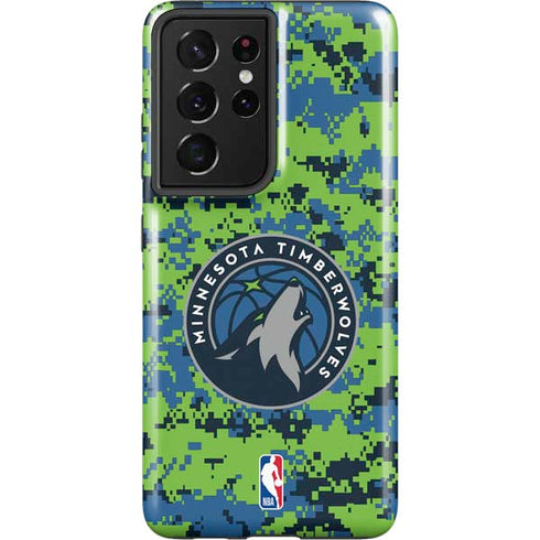 NBA Minnesota Timberwolves Digi Camo Galaxy S21 Ultra 5G Pro Case