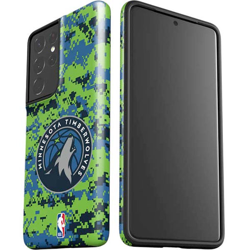 NBA Minnesota Timberwolves Digi Camo Galaxy S21 Ultra 5G Pro Case
