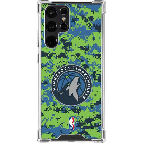 NBA Minnesota Timberwolves Digi Camo Galaxy S22 Ultra Clear Case