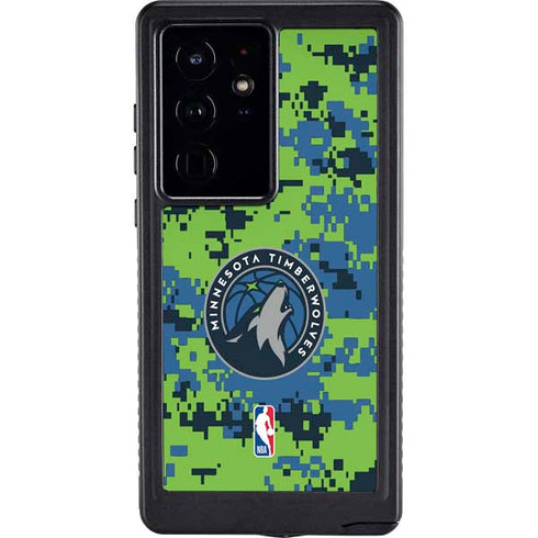 NBA Minnesota Timberwolves Digi Camo Galaxy S24 Ultra Waterproof Case