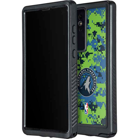 NBA Minnesota Timberwolves Digi Camo Galaxy S24 Ultra Waterproof Case