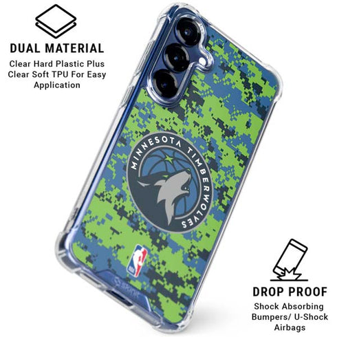 NBA Minnesota Timberwolves Digi Camo Galaxy S25 Clear Case