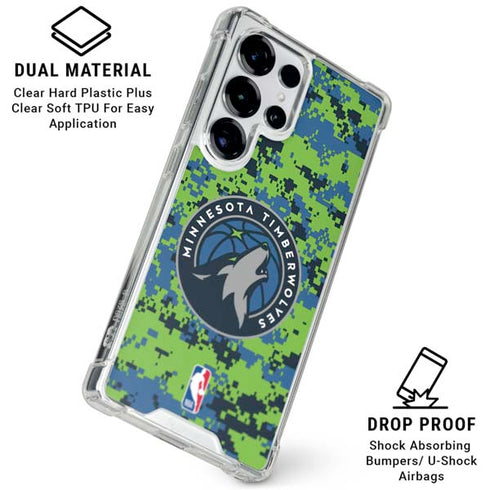 NBA Minnesota Timberwolves Digi Camo Galaxy S25 Ultra Clear Case