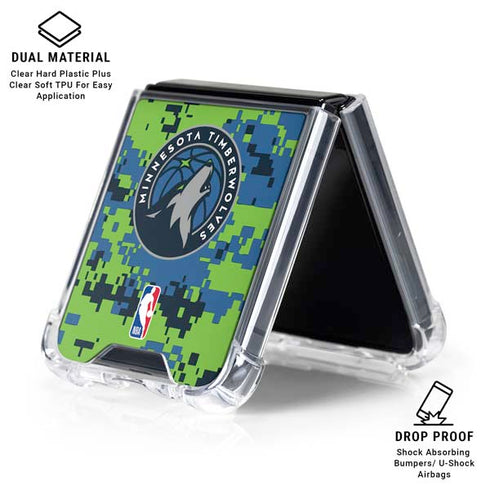 NBA Minnesota Timberwolves Digi Camo Galaxy Z Flip6 Clear Case