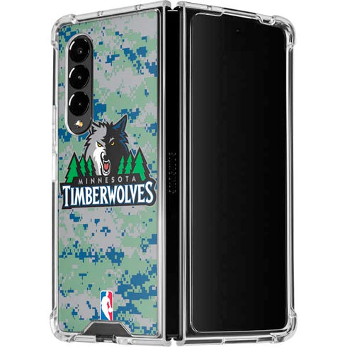 NBA Minnesota Timberwolves Digi Camo Galaxy Z Fold4 5G Clear Case