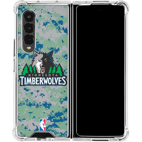NBA Minnesota Timberwolves Digi Camo Galaxy Z Fold4 5G Clear Case