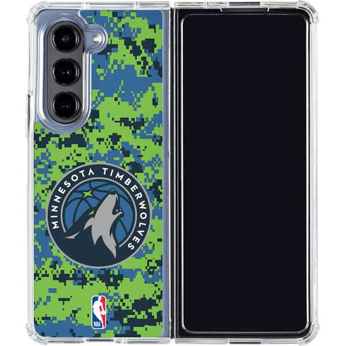 NBA Minnesota Timberwolves Digi Camo Galaxy Z Fold5 5G Clear Case