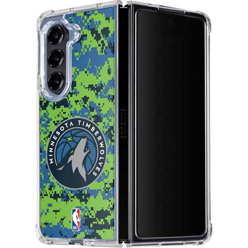 NBA Minnesota Timberwolves Digi Camo Galaxy Z Fold5 5G Clear Case