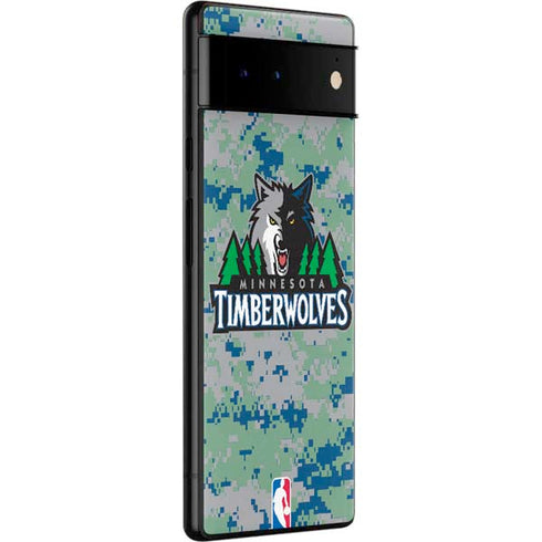 NBA Minnesota Timberwolves Digi Camo Google Pixel 6 Skin