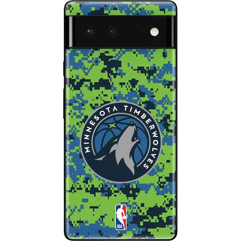 NBA Minnesota Timberwolves Digi Camo Google Pixel 6 Skin
