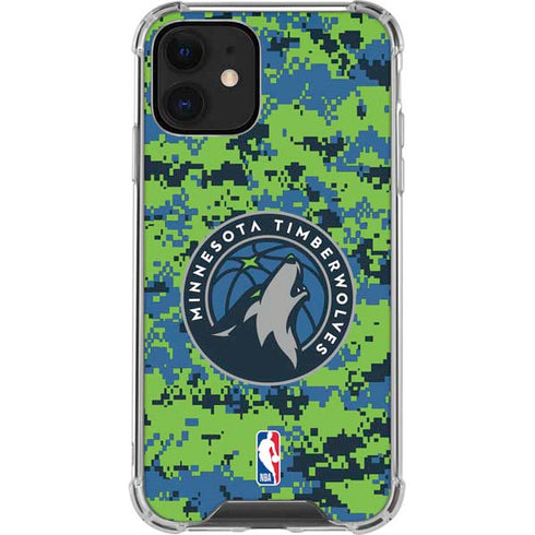 NBA Minnesota Timberwolves Digi Camo iPhone 12 Clear Case