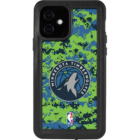 NBA Minnesota Timberwolves Digi Camo iPhone 12 Waterproof Case