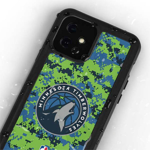 NBA Minnesota Timberwolves Digi Camo iPhone 12 Waterproof Case
