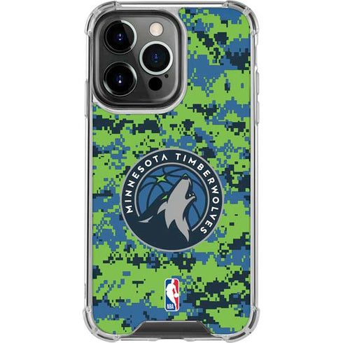 NBA Minnesota Timberwolves Digi Camo iPhone 13 Pro Clear Case
