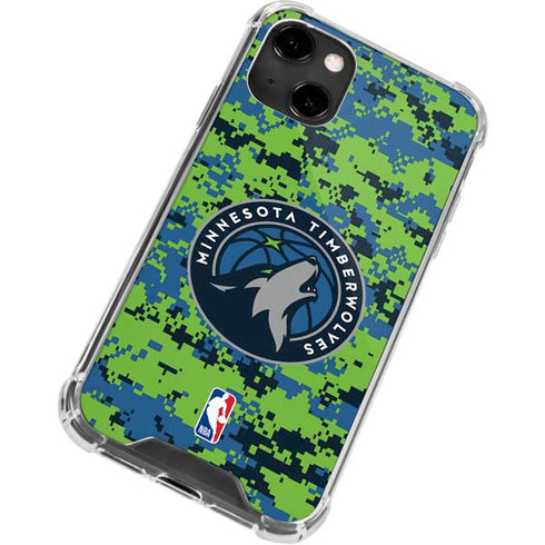NBA Minnesota Timberwolves Digi Camo iPhone 14 Clear Case
