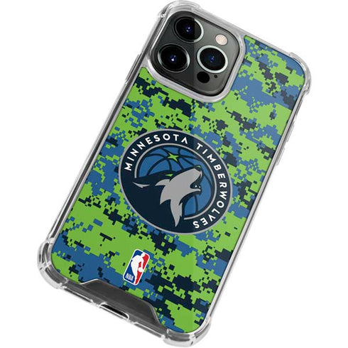 NBA Minnesota Timberwolves Digi Camo iPhone 14 Pro Clear Case