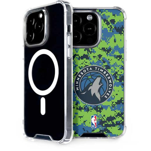 NBA Minnesota Timberwolves Digi Camo iPhone 14 Pro MagSafe Case