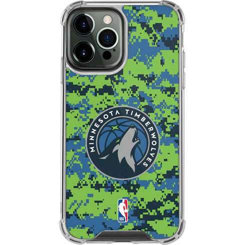 NBA Minnesota Timberwolves Digi Camo iPhone 14 Pro Max Clear Case