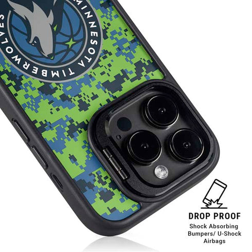 NBA Minnesota Timberwolves Digi Camo iPhone 14 Pro Max Kickstand Case