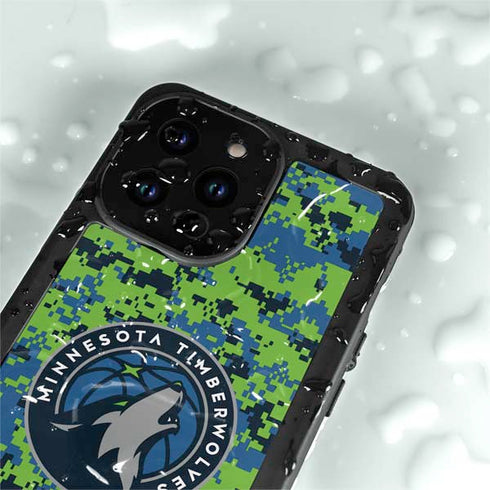 NBA Minnesota Timberwolves Digi Camo iPhone 14 Pro Max Waterproof Case