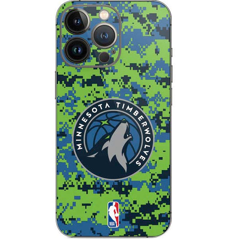NBA Minnesota Timberwolves Digi Camo iPhone 14 Pro Skin