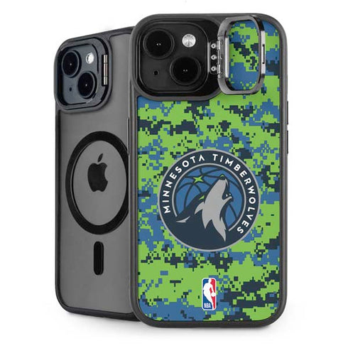 NBA Minnesota Timberwolves Digi Camo iPhone 15 Kickstand Case