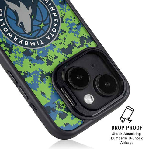 NBA Minnesota Timberwolves Digi Camo iPhone 15 Plus Kickstand Case