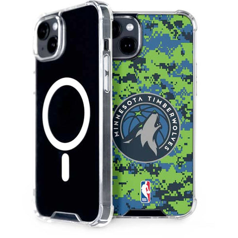 NBA Minnesota Timberwolves Digi Camo iPhone 15 Plus MagSafe Case