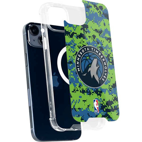 NBA Minnesota Timberwolves Digi Camo iPhone 15 Plus MagSafe Case