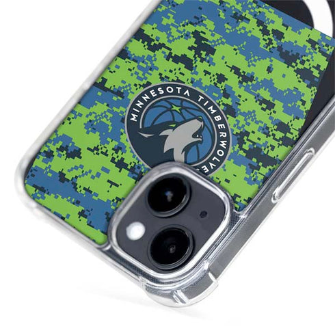 NBA Minnesota Timberwolves Digi Camo iPhone 15 Plus MagSafe Case