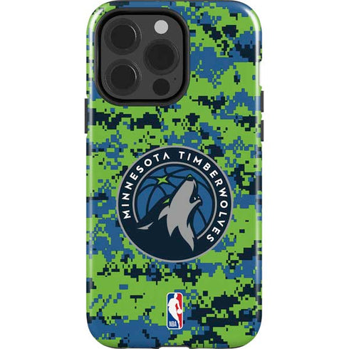 NBA Minnesota Timberwolves Digi Camo iPhone 15 Pro Impact Case