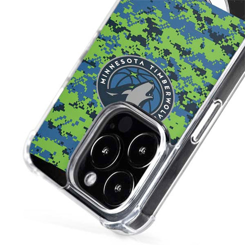 NBA Minnesota Timberwolves Digi Camo iPhone 15 Pro MagSafe Case