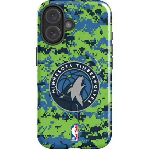 NBA Minnesota Timberwolves Digi Camo iPhone 16 Magsafe Impact Case