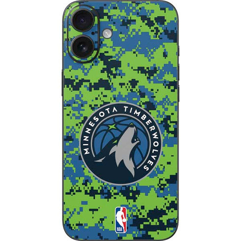 NBA Minnesota Timberwolves Digi Camo iPhone 16 Plus Skin