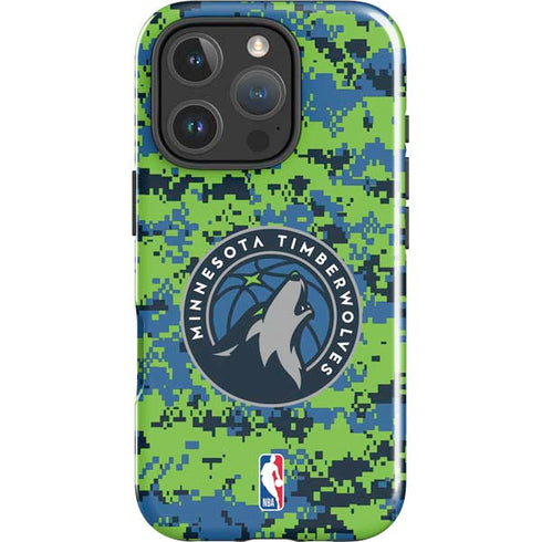 NBA Minnesota Timberwolves Digi Camo iPhone 16 Pro Impact Case