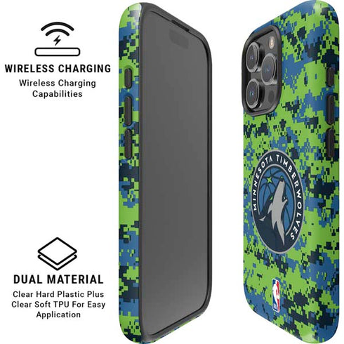 NBA Minnesota Timberwolves Digi Camo iPhone 16 Pro Magsafe Impact Case