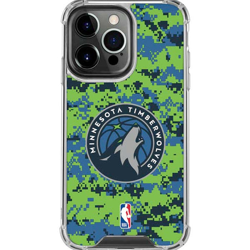 NBA Minnesota Timberwolves Digi Camo iPhone 16 Pro Max Clear Case