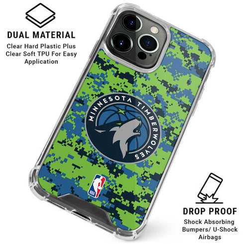 NBA Minnesota Timberwolves Digi Camo iPhone 16 Pro Max Clear Case