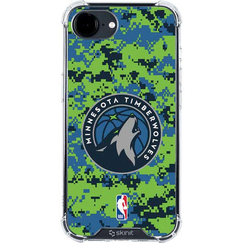NBA Minnesota Timberwolves Digi Camo iPhone 16e Clear Case