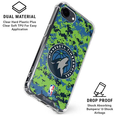 NBA Minnesota Timberwolves Digi Camo iPhone 16e Clear Case