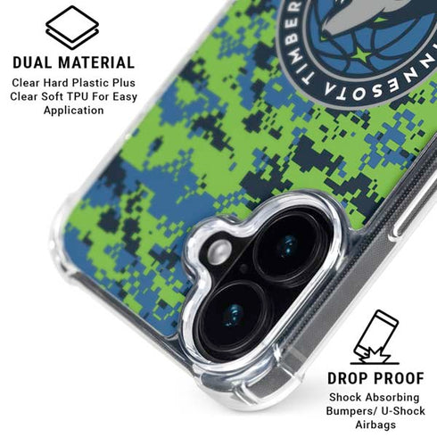 NBA Minnesota Timberwolves Digi Camo iPhone 17 Clear Case