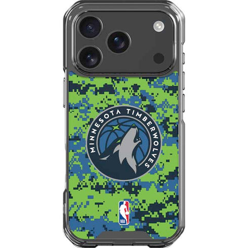 NBA Minnesota Timberwolves Digi Camo iPhone 18 Pro Clear Case
