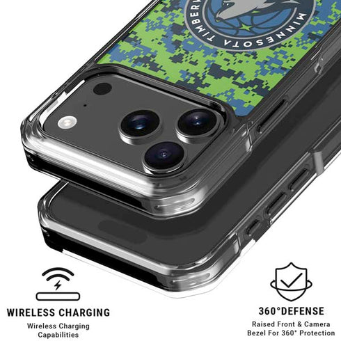 NBA Minnesota Timberwolves Digi Camo iPhone 18 Pro Clear Case