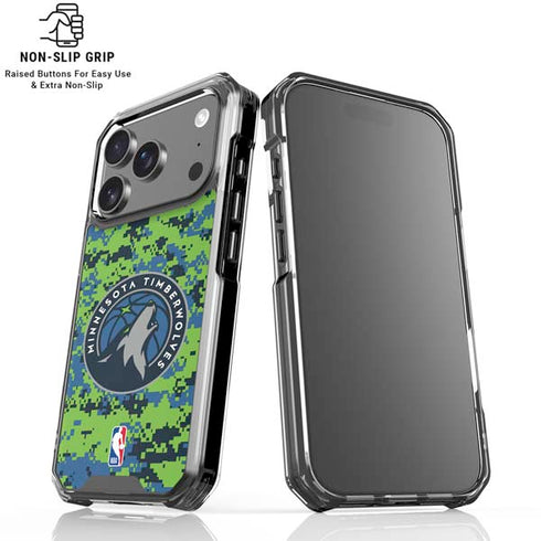 NBA Minnesota Timberwolves Digi Camo iPhone 18 Pro Clear Case