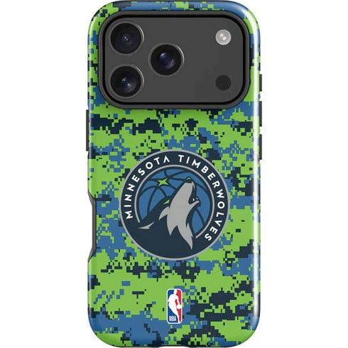 NBA Minnesota Timberwolves Digi Camo iPhone 18 Pro Impact Case